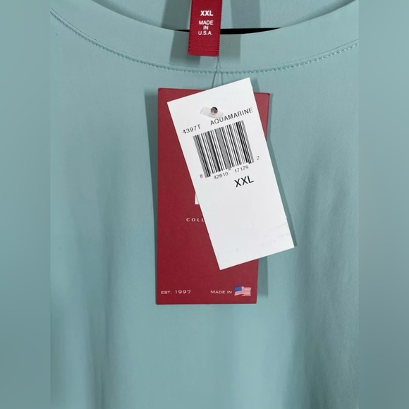 H P 🎉❣️NWT IC Collection Connie K Pleat Tunic Long Sleeve Aquamarine - Picture 9 of 12